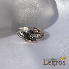 Bijou Bague plume argent version deux plumes joaillerie legros bijouterie