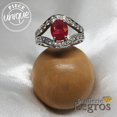 Bijou Bague Rubis or blanc 18 carats et ses 22 diamants joaillerie legros bijouterie