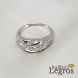 Bijou Bague tresse or blanc 18 carats diamantée joaillerie legros bijouterie
