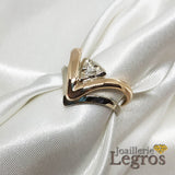Bijou Bague Triangulaire Diamant Or Rose et Or Blanc 18 carats joaillerie legros bijouterie