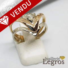 Bijou Bague Triangulaire Diamant Or Rose et Or Blanc 18 carats joaillerie legros bijouterie