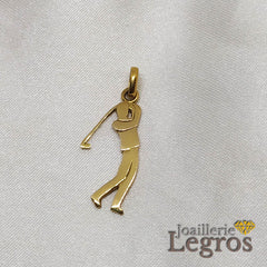 Bijou Pendentif Golfeur joueur de golf en or jaune 18 carats joaillerie legros bijouterie