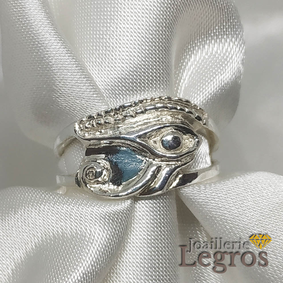 Bijou Bague Oeil d'horus Oeil oudjat en argent 925 joaillerie legros bijouterie