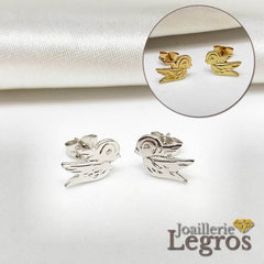 Bijou Boucles d'oreilles enfant Oiseaux Or jaune OU Or gris 18 carats joaillerie legros bijouterie