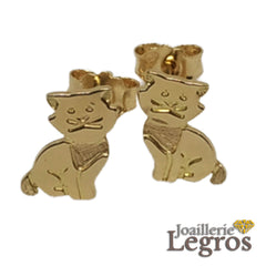 Bijou Boucles d'oreilles enfant Chat Or jaune 18 carats joaillerie legros bijouterie