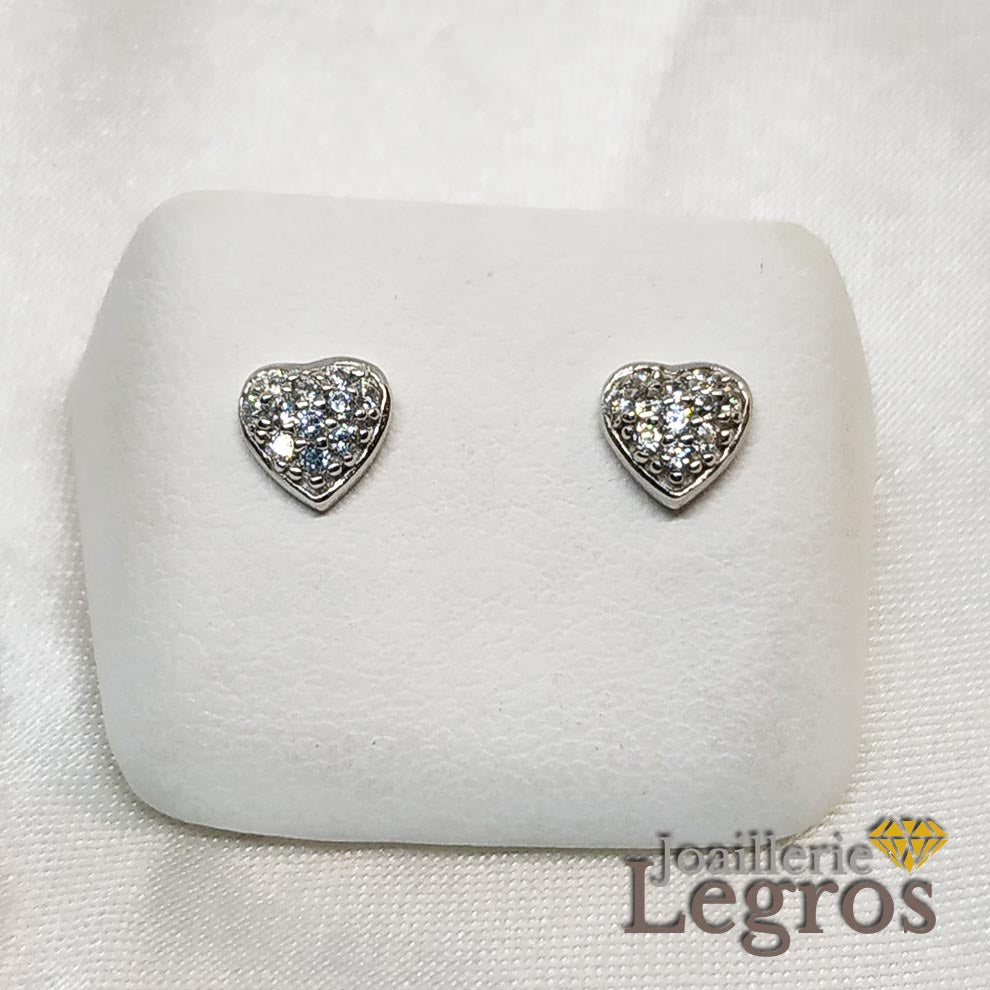 Bijou Boucles d'oreilles coeurs et oxydes en argent 925 joaillerie legros bijouterie