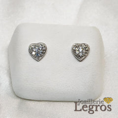 Bijou Boucles d'oreilles coeurs et oxydes en argent 925 joaillerie legros bijouterie