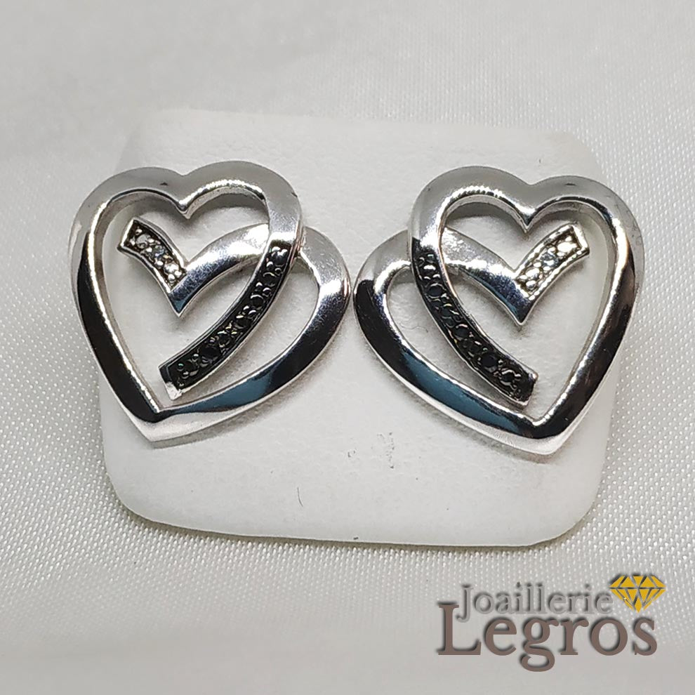Bijou Boucles d'oreilles coeurs entrelacés en argent 925 joaillerie legros bijouterie