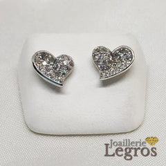 Bijou Boucles d'oreilles coeurs pavage d'oxydes en argent 925 joaillerie legros bijouterie