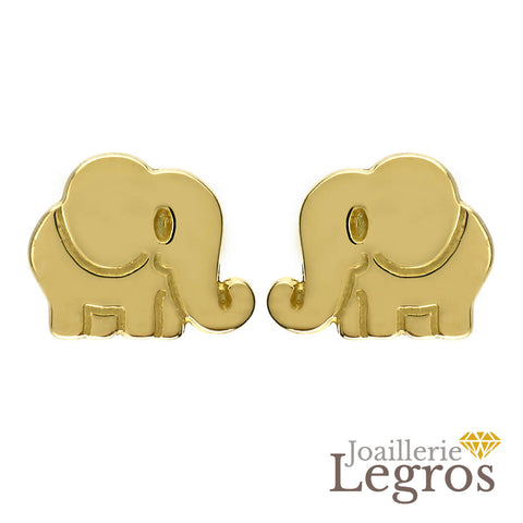 Bijou Boucles d'oreilles enfant Elephant Or jaune 18 carats joaillerie legros bijouterie