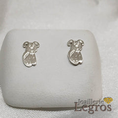 Bijou Boucles d'oreilles enfant Chien disponibles en argent 925, or jaune ou or rose 18 carats joaillerie legros bijouterie