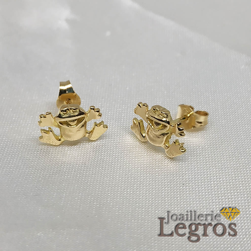 Bijou Boucles d'oreilles enfant Grenouilles Or jaune 18 carats joaillerie legros bijouterie