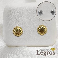 Bijou Boucles d'oreilles enfant coquillage or jaune OU or blanc 18 carats joaillerie legros bijouterie