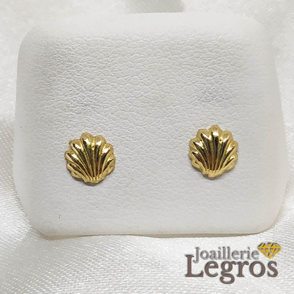 Bijou Boucles d'oreilles enfant coquillage or jaune 18 carats joaillerie legros bijouterie