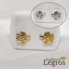Bijou Boucles d'oreilles enfant Tortue Or jaune ou Or Blanc 18 carats joaillerie legros bijouterie