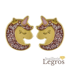 Bijou Boucles d'oreilles enfant Licorne or jaune 18 carats joaillerie legros bijouterie
