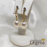 Bijou Boucles Perles facettées de tahiti et diamants - boucles d'oreilles en or jaune 18 carats joaillerie legros bijouterie