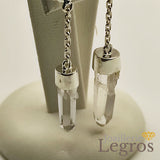 Bijou Boucles d'oreilles pendantes cristal de roche argent 925 joaillerie legros bijouterie