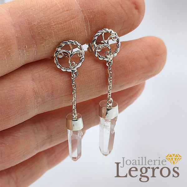 Boucles d'oreilles Cristal de roche - Pendules de radiesthésie