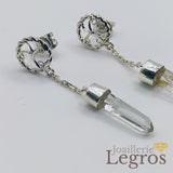 Bijou Boucles d'oreilles pendantes cristal de roche argent 925 joaillerie legros bijouterie