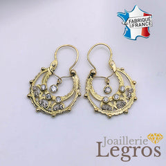 Bijou Boucles d'oreilles créoles savoyardes femme en or jaune 18 carats avec Oxydes joaillerie legros bijouterie
