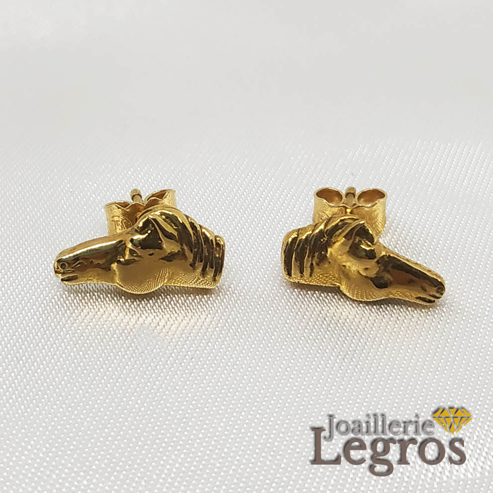 Bijou Boucles d'oreilles Tête De Cheval Or jaune 18 carats joaillerie legros bijouterie