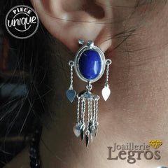 Bijou Boucles d'oreilles inspiration Cambodge Argent et lapis lazuli joaillerie legros bijouterie