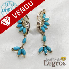 Bijou Boucles d'oreilles ethniques turquoises et argent 925 joaillerie legros bijouterie