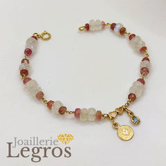 Bijou Bracelet pierre naturelle Pierre de lune Tourmaline Rubellite Breloques Or joaillerie legros bijouterie