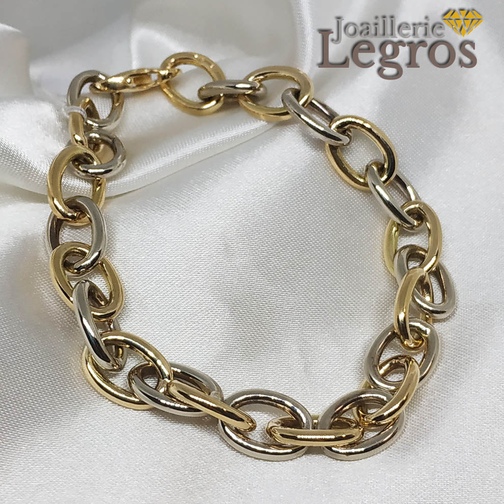 Bijou Bracelet Or jaune Or Blanc 18 carats maille forçat joaillerie legros bijouterie
