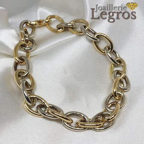 Bracelet Or jaune Or Blanc 18 carats maille forçat – Joaillerie Legros