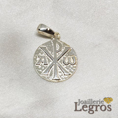 Bijou Chrisme médaille Chrisme alpha omega en argent 925 joaillerie legros bijouterie
