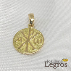 Bijou Chrisme médaille Chrisme alpha omega en Or 18 carats joaillerie legros bijouterie