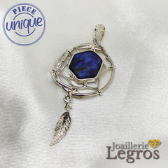 Bijou Pendentif Attrape rêve Dreamcatcher et saphir en argent 925 joaillerie legros bijouterie