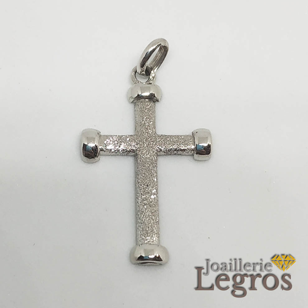 Bijou Croix or blanc diamantée pendentif 18 carats joaillerie legros bijouterie