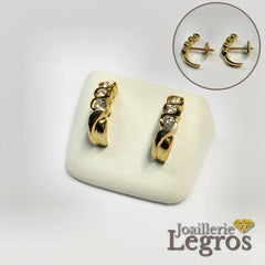 Bijou Boucles d'oreilles demi créoles or jaune 18 ct et diamants joaillerie legros bijouterie