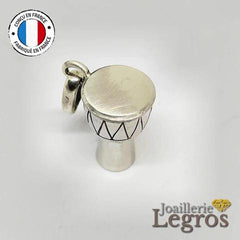 Bijou Pendentif Djembé 3D en argent 925 joaillerie legros bijouterie