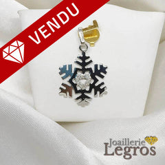 Bijou Pendentif flocon de neige or blanc 18 carats et diamants joaillerie legros bijouterie