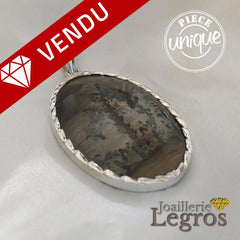 Bijou Jaspe paysage pendentif cerclage en argent 925 joaillerie legros bijouterie