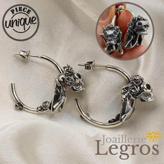 Bijou La Santa Muerte Boucles d'oreilles argent 925 tête de mort Mexicaine joaillerie legros bijouterie