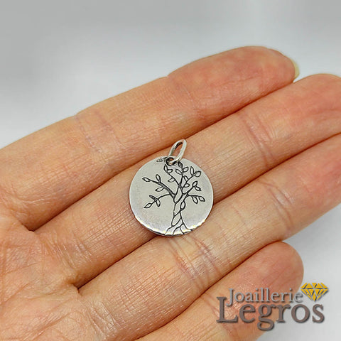 Médaille argent Arbre de vie gravé – Joaillerie Legros