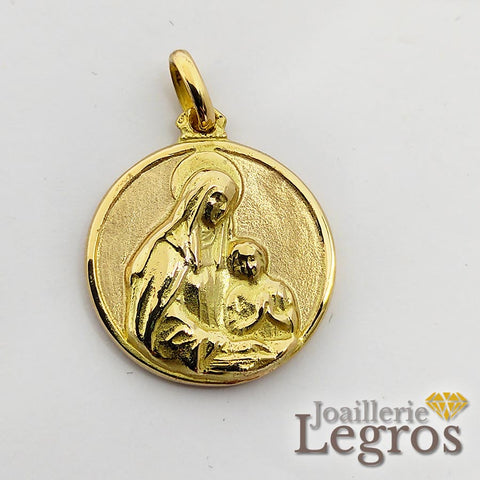 Bijou Médaille Sainte Anne et la vierge Marie en Or Jaune 18 carats joaillerie legros bijouterie