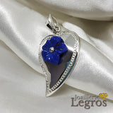 Bijou Pendentif Coeur et Fleur Lapis Lazuli en argent 925 joaillerie legros bijouterie