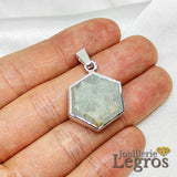 Bijou Pendentif aigue marine hexagonal en argent 925 joaillerie legros bijouterie