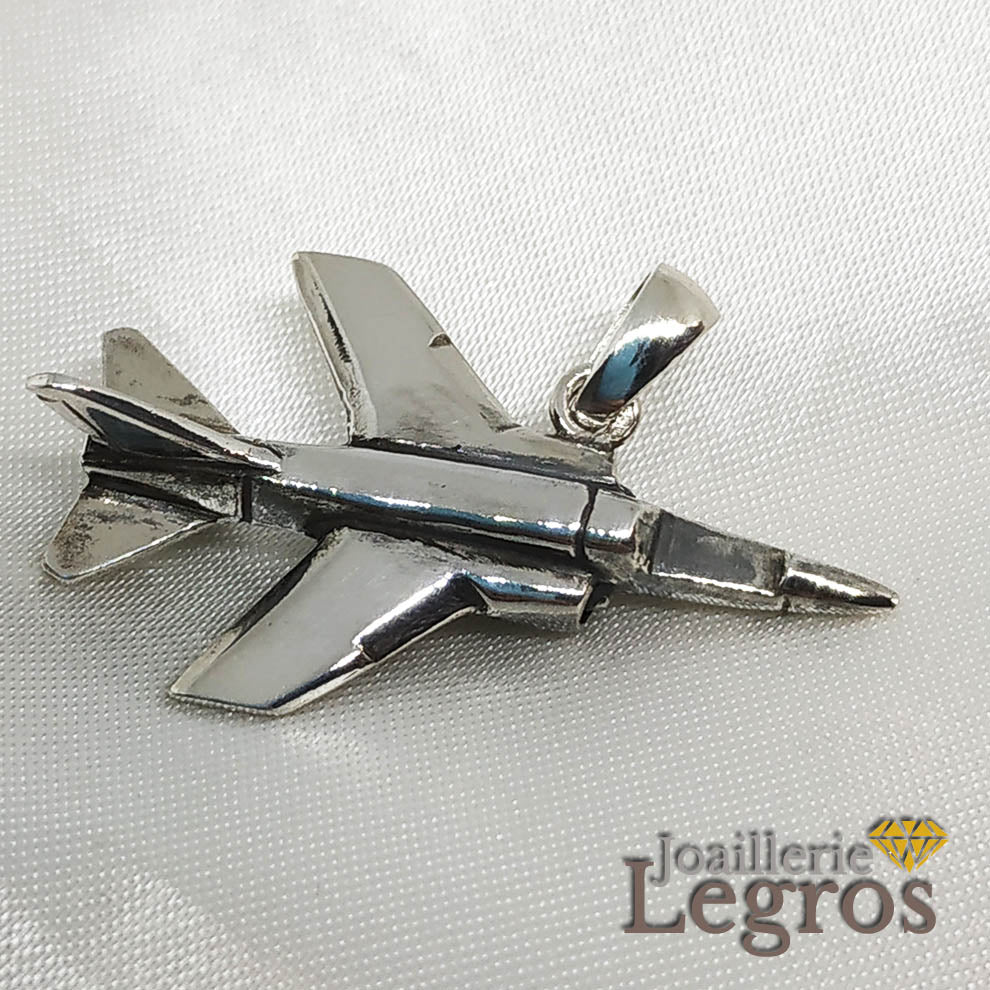 Bijou Pendentif Avion de chasse en argent 925 joaillerie legros bijouterie