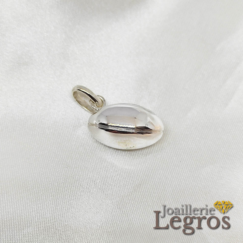 Bijou Pendentif ballon de rugby en argent 925 (grand modèle) joaillerie legros bijouterie