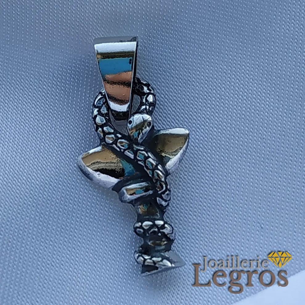 Bijou Pendentif Caducée Pharmacien en Argent 925 joaillerie legros bijouterie