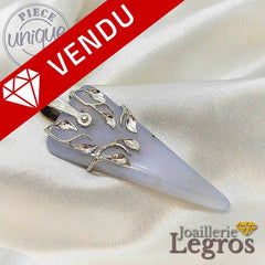 Bijou Pendentif triangulaire en calcédoine et argent 925 joaillerie legros bijouterie