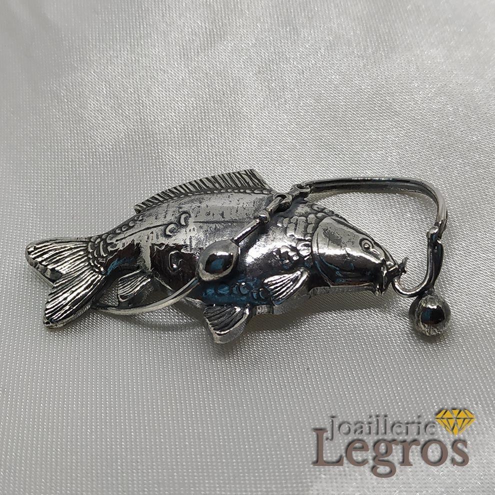 Bijou Pendentif Poisson Carpe Argent 925 en 3D joaillerie legros bijouterie