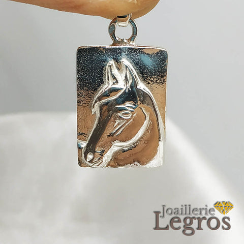 Bijou Pendentif Médaille cheval Plaque en argent 925 joaillerie legros bijouterie